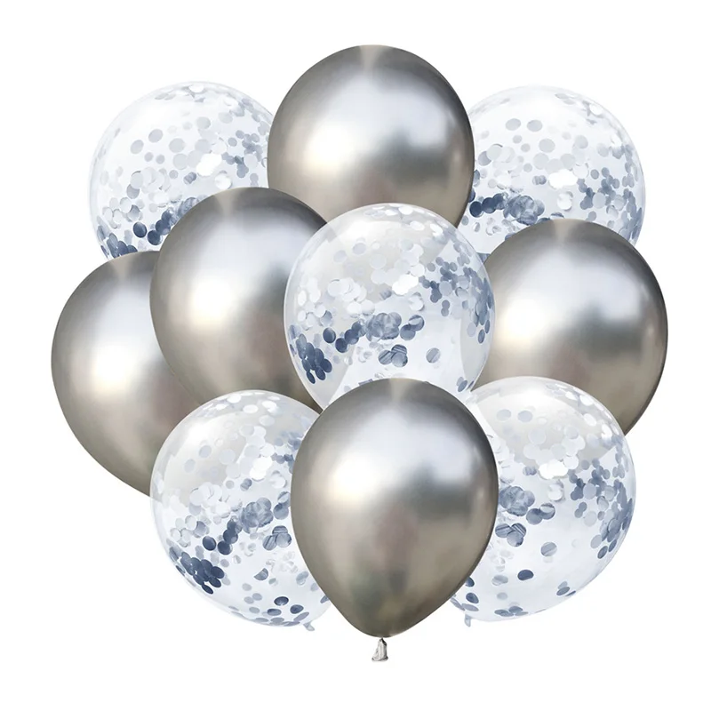 10Pcs Metal Latex Balloons Confetti Balloon Set For Wedding Birthday Party Balloon Decoration Baby Shower Helium Balloons