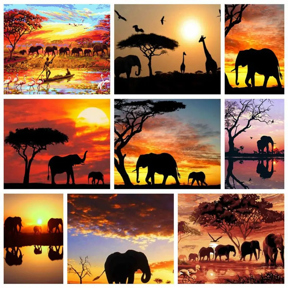 

Алмазная живопись в виде слона, картина с животными, прямоугольная Вышивка крестиком, украшение для дома, ручная работа