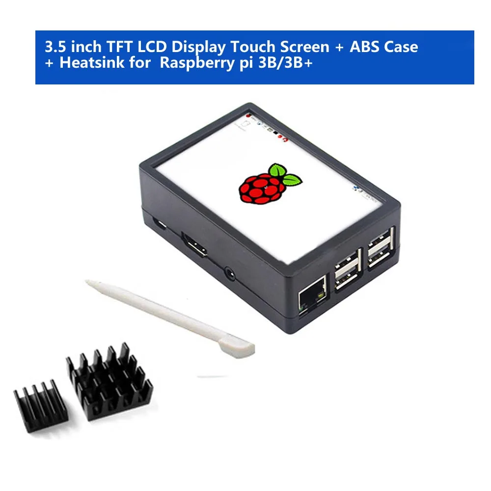 3,5 дюймовый TFT ЖК-дисплей сенсорный экран+ ABS чехол+ радиатор для Raspberry Pi 4B 3B+ 3B - Цвет: For 3B Kit