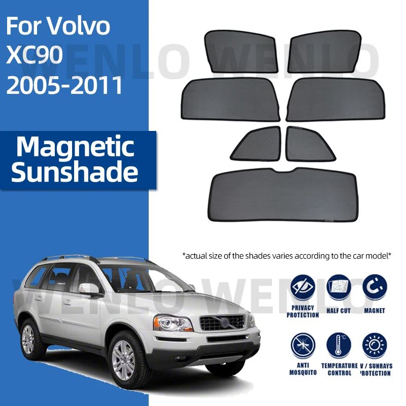 

For Volvo XC90 2005-2011 Magnetic Curtain Car Cover Rear Side Windshield Sunshade Mesh Sun Visor Protect Window Sunscreen Net