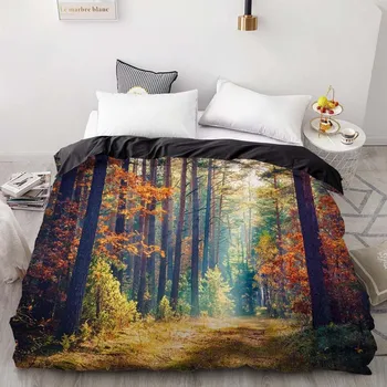 

WOSTAR 3d digital printing forest bedding set luxury home textile duvet cover set and pillowcase conforter set 2/3pcs bedclothes