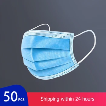 

50 Pcs Face Mask Face Mask Anti Dust Mouth Masks Filter Mascarilla Disposable 3 Ply Protection Mask Respirator Care