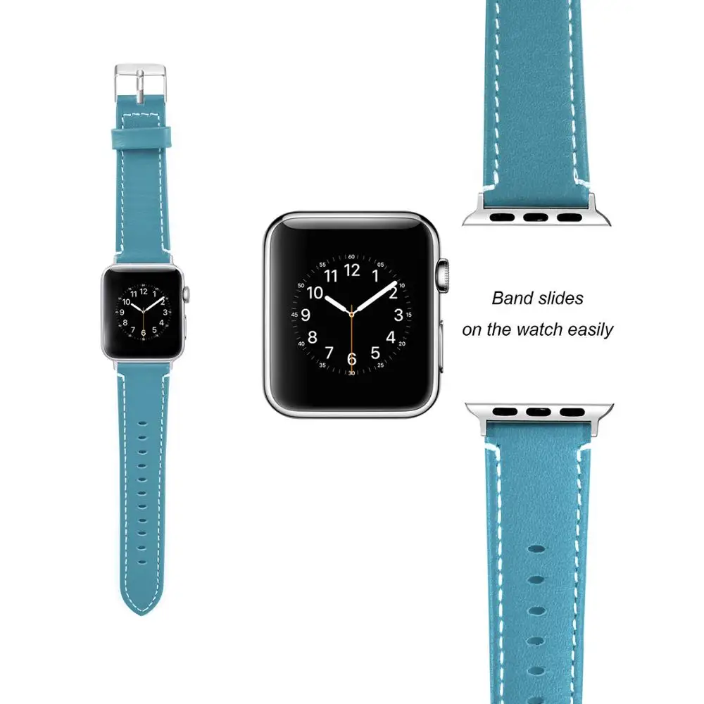 Blue Joyozy ремешок из натуральной кожи для часов Apple Watch Band кожаный браслет iwatch серии для часов Apple Watch 5/4/3/2/1 - Цвет ремешка: Blue