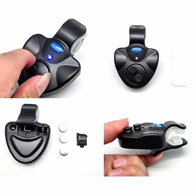 4 x Electronic LED Light Fishing Bite Sound Alarm Alert Bell Clip On Fishing Rod