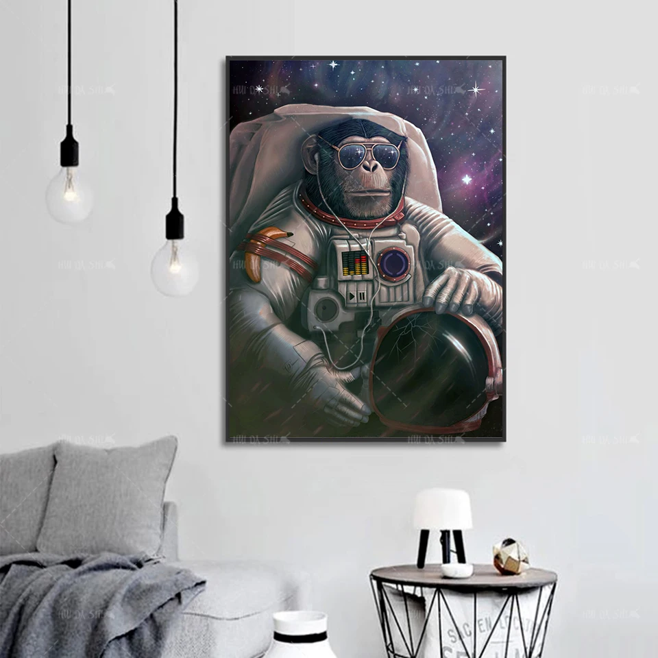 

Home Decor Modern Wall Art Astronauts Orangutans Canvas Painting Nordic Print Funny Poster Modular Picture Cuadros Kid Bedroom