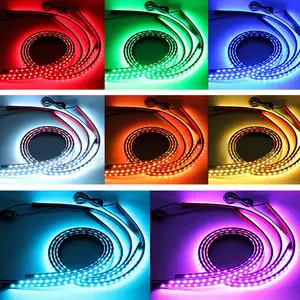 Image 2 - Flexible RGB 48 LED Strip Under Car Tube Underglow Underbody System 4Pcs Neon Lights Kit For Hot Sale