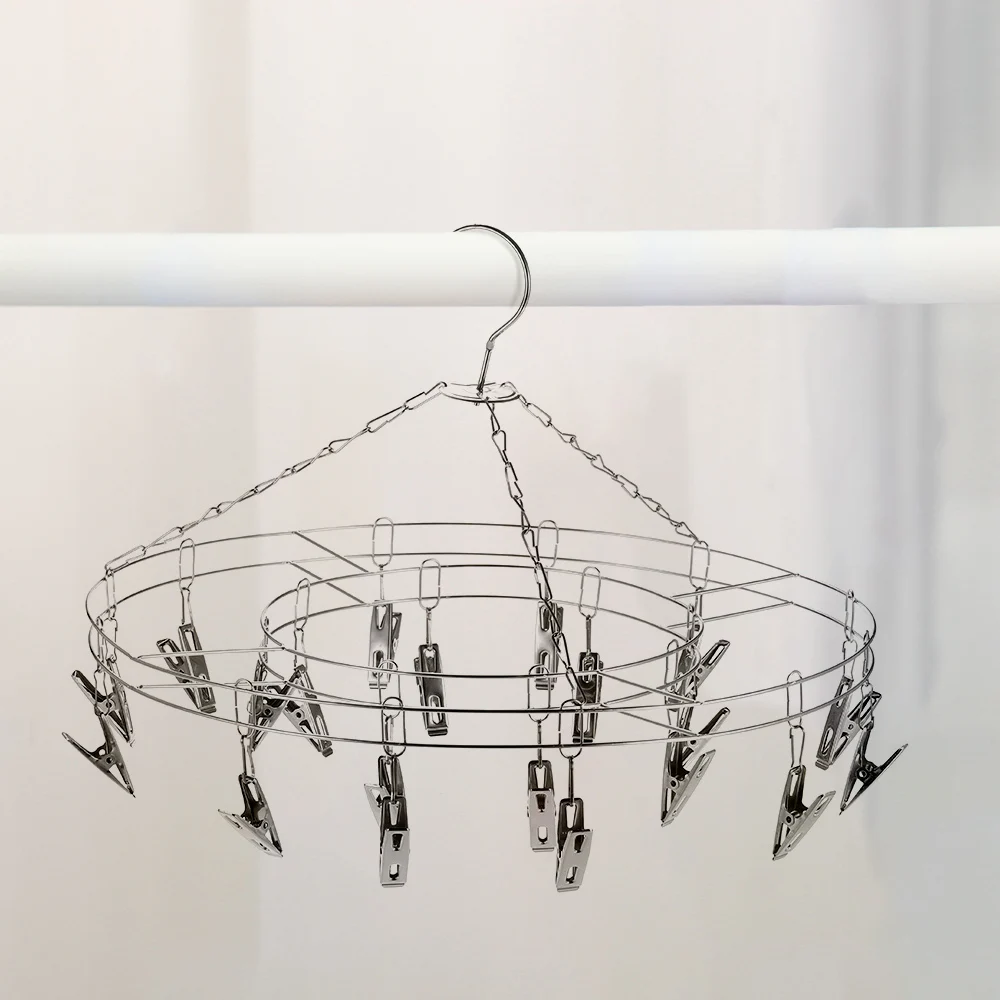 

20 Clips Clothes Hanger Stainless Steel Clothespins Drying Rack Clothes Hanger Socks Underwear Rack Multifunctional Drying Shelf