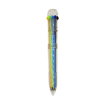 

10 In 1 Ballpoint Pen Stationery Transparent Drawing Plastic School Student Use Multicoloured Retractable Click Craft Business