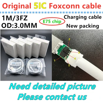 

100pcs/lot Genuine Original 1M/3FZ 5ic E75 Chip Sync Data USB charger Cable for Foxconn XS X i7 8 6 plus 5s With green label