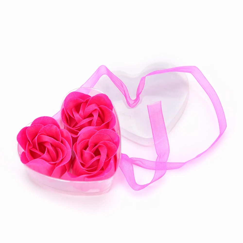 Flower Soap Rose Soap Heart Scented Bath Body Petal Rose Flower Case Wedding Decoration Gift Festival Box 3pcs/pack flower soap