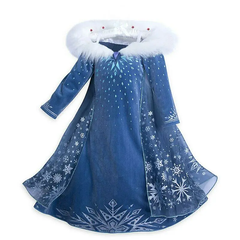 Для девочек «Холодное сердце» 2 Принцесса Elsa Fancy Наряжаться Косплэй костюм наряд для вечеринки