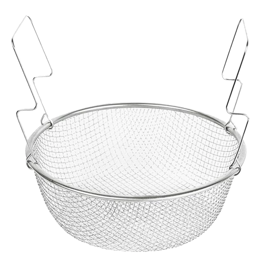 Chip Pan Basket Fryer Fries Strainer Stainless Steel Wire Bucket Kitchen Tool 18cm 22cm