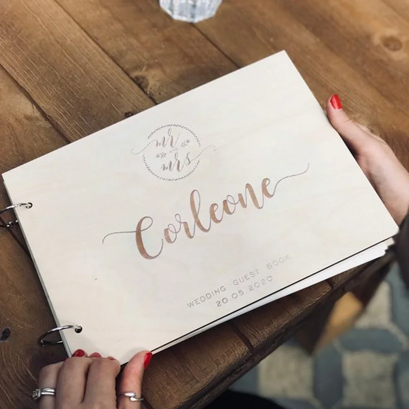 Свадебная Гостевая книга деревянная деревенская печать фотоальбом с