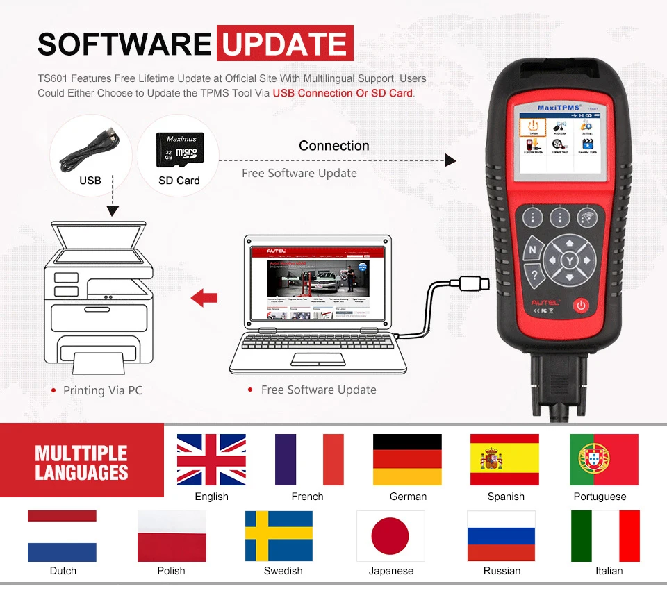 AUTEL MaxiTPMS TS601 TPMS Car Diagnostic tool OBD2