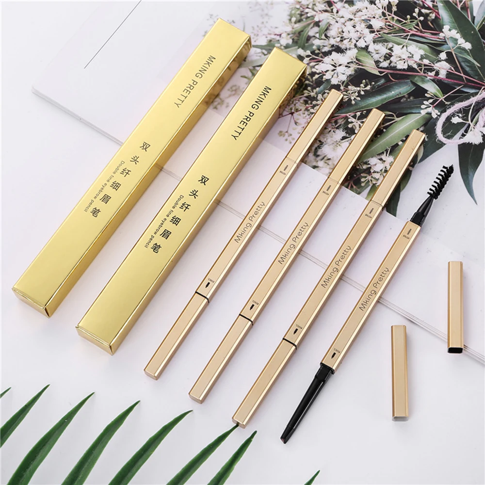 Double Head Eyebrow Pencil Long Lasting Waterproof 5 Colors Ultra Fine Triangle Eye Brow Pen Tint Mascara Enhance Cosmetics