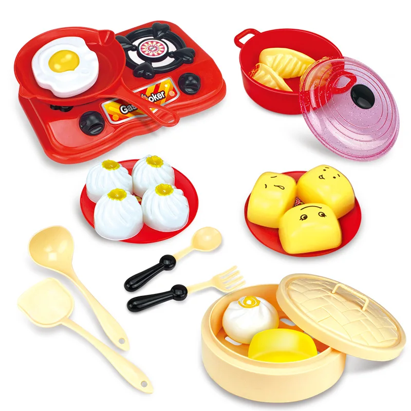 

Play kitchen cooking cooking children's toys, simulation breakfast steamed bread steamed stuffed bun steamed basket tableware to