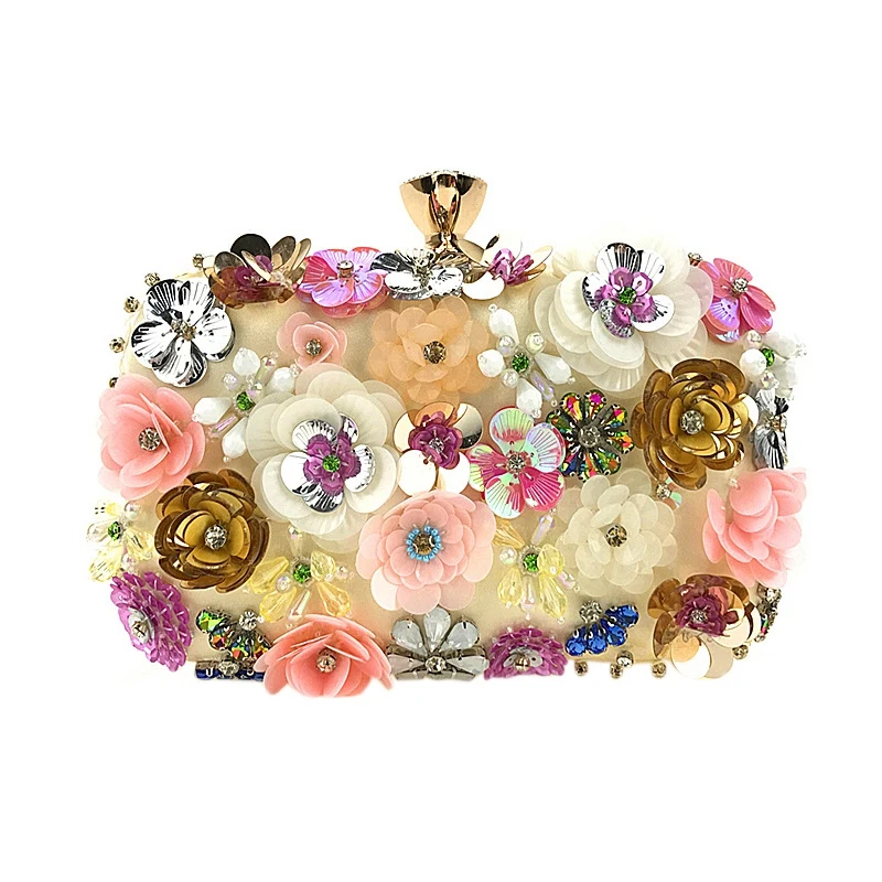 

JHD-Ladies Party Clutch Bag Flowers Beaded Bridal Bag Shoulder Bag Wedding Dress Clutch Dinner Bag