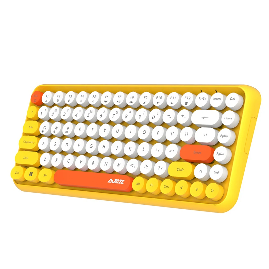 308i Bluetooth Wireless Keyboard Round Key 84 Keys Computer Gaming Keyboard Round Keycaps for Office Laptop Tablet
