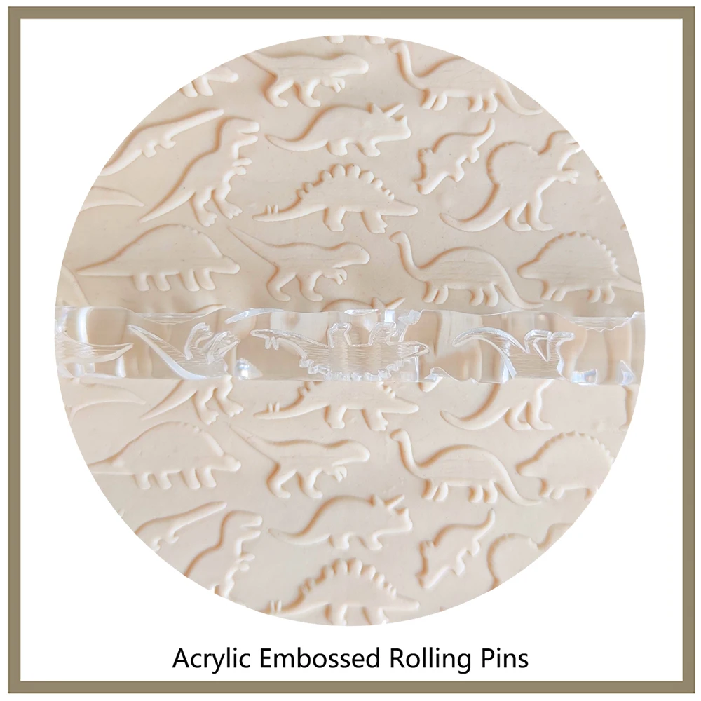Sugarcraft Tools Pie Crusts Pastry Dough Gum-Paste Sugar Cookies 3D Mini Embossed Rolling Pins With Dinosaur Pattern