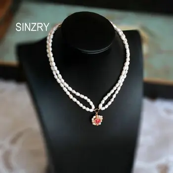 

SINZRY original handmade natural freshwater pearl vintage two layer chokers necklace band for Women party jewelry accessory
