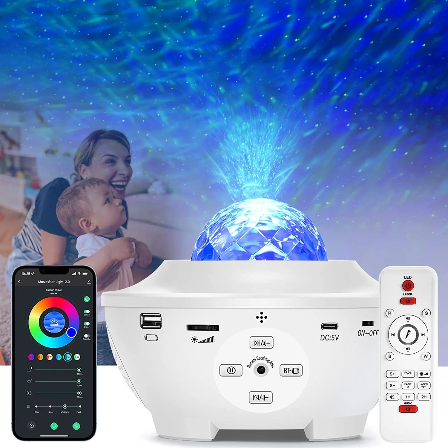 battery night light Starry Galaxy Projector Night Light LED Bluetooth Wifi Ocean Wave Viral Bedroom Trippy Skybrite Ceiling Space Lamp Adults Gifts cat night light Night Lights