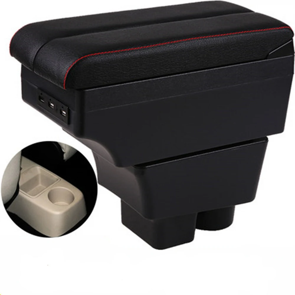 

For Skoda Fabia Center console armrest box storage box armrests elbow rest with usb cup holder