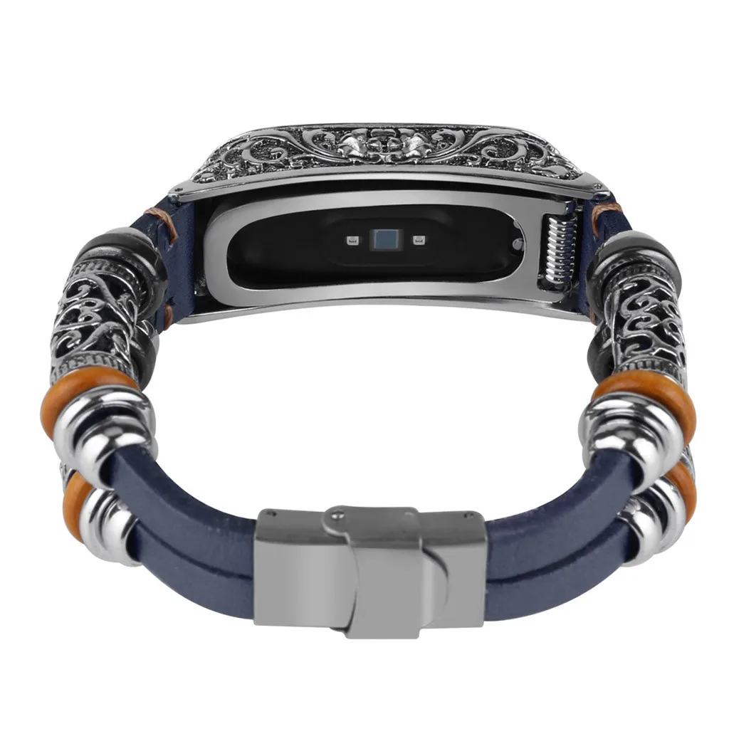 Сменный кожаный ремешок, браслет+ металлический корпус для Xiaomi Mi Band 4 Smart Band Ретро дизайн металлический корпус ремешок