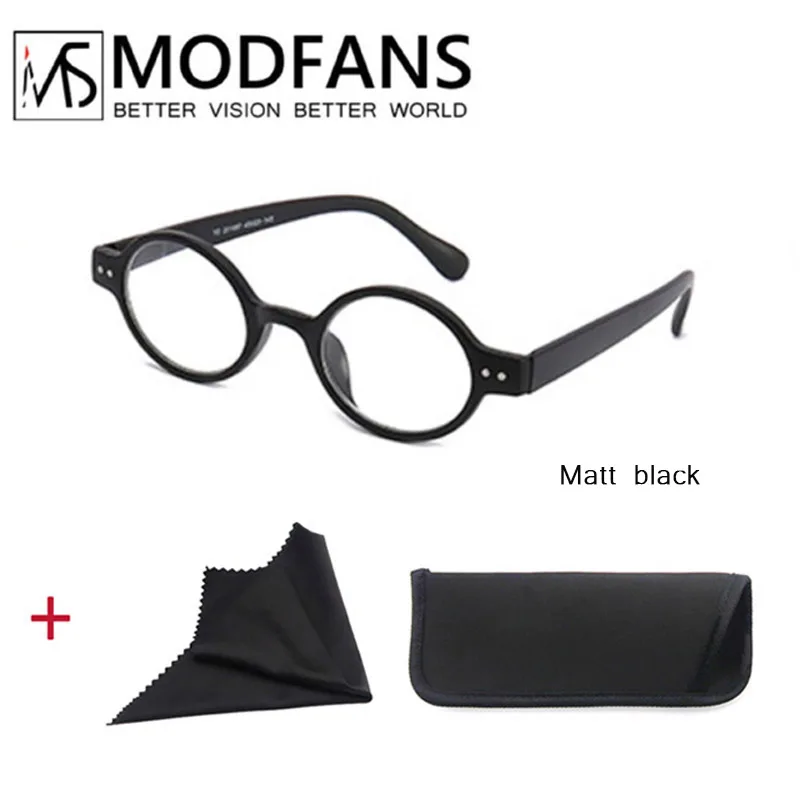 Classic Round Frame Lightweight Reading Glasses with Spring Hinge, Diopter +1.0 to +4.0