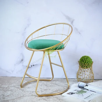 Modern Bar Stool Iron Bar Chair Bar Stool Seat Beauty Salon Furniture Make Up Chair Modern Simplicity Ins Soft Case Armchair 1