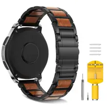 Сменный ремешок из нержавеющей стали для samsung gear S3/Galaxy Watch 46 мм ремешок 22 мм деревянный браслет для Galaxy 46 мм