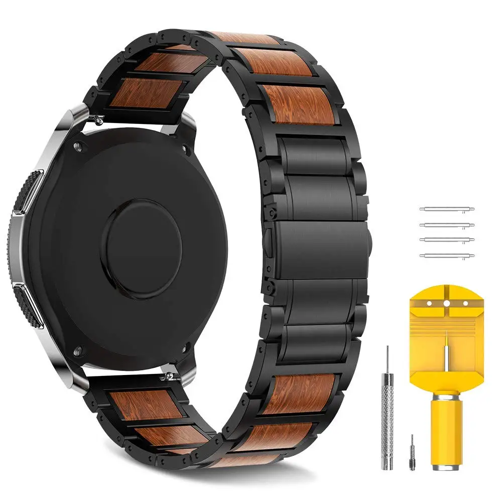 Ремешок из нержавеющей стали для дерева Replacemnet для samsung gear S3/Galaxy Watch 46 мм ремешок 22 мм деревянный браслет для Galaxy 46 мм