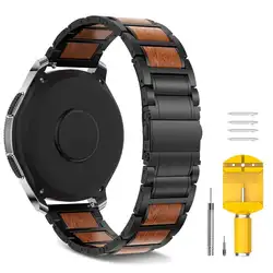 Ремешок из нержавеющей стали для дерева Replacemnet для samsung gear S3/Galaxy Watch 46 мм ремешок 22 мм деревянный браслет для Galaxy 46 мм
