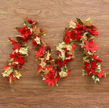 

Silk Cloth 1.8m Artificial Christmas Flower Leaf Rattan Vine Garden Party Vivid Color Realistic natural atmosphere Hanging Decor