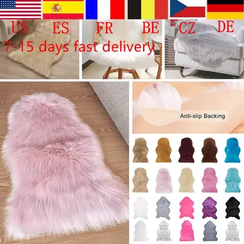 

1Pcs Soft Fur Artificial Sheepskin Hairy Carpet For Bedroom Living Room Skin Fur Plain Rugs Fluffy Area Rugs Washable Faux Mat