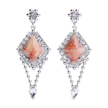 

Europe and America Personalized & Creative Ornament Manufacturers Direct Selling Crystal Diamond Set Geometry Gemstone Earrings