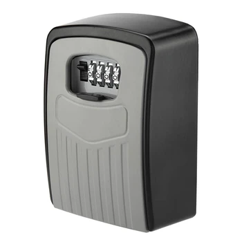 

Key Box 4-Digit Adjustable Combination Password Key Box Premium Security Lock Organizer Wall-Mounted Key Storage Lock Box Grey