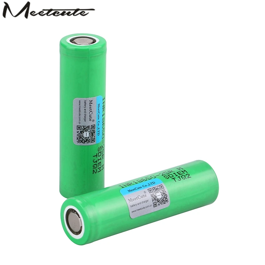 

Meetcute 25R 18650 2500mah INR18650 20A discharge lithium batteries electronic cigarette Battery 18650 2500 25R