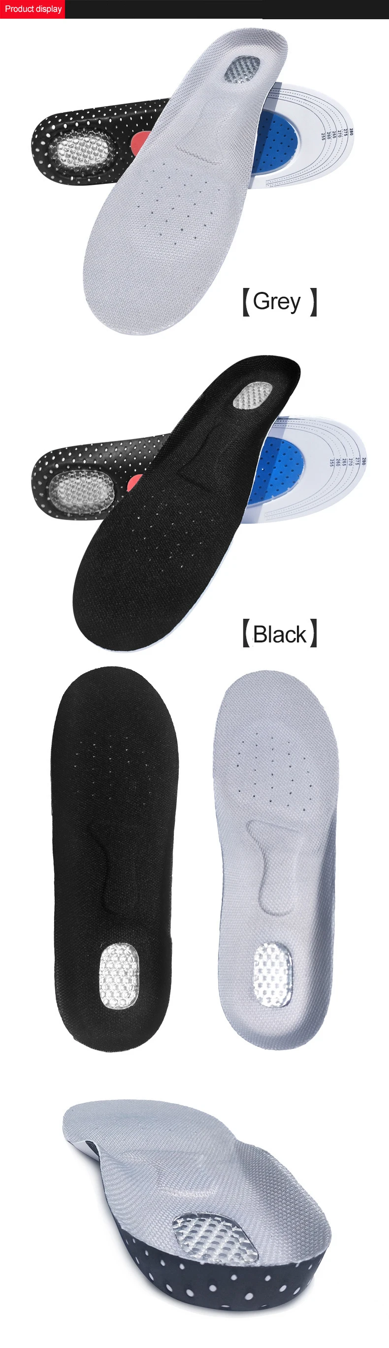 Sports Running Silicone Insoles Feet Mens and Womens Soles Orthopedic Cushion Massage Shock Absorption Color : Black, Shoe Size : EU 35-40 Sports Running Silicone Insoles Feet Mens and Womens Soles Orthopedic Cushion Massage Shock Absorption Color : Black, Shoe Size : EU 35-40