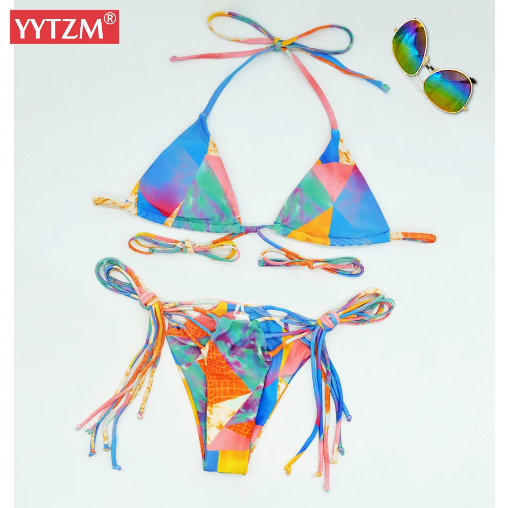 Low Waist Bikini 2022 Triangle Swimwear Female Tow Pieces Swimsuit Women Print 2 Piece Suit Push Up Bathing Swim New Biquini