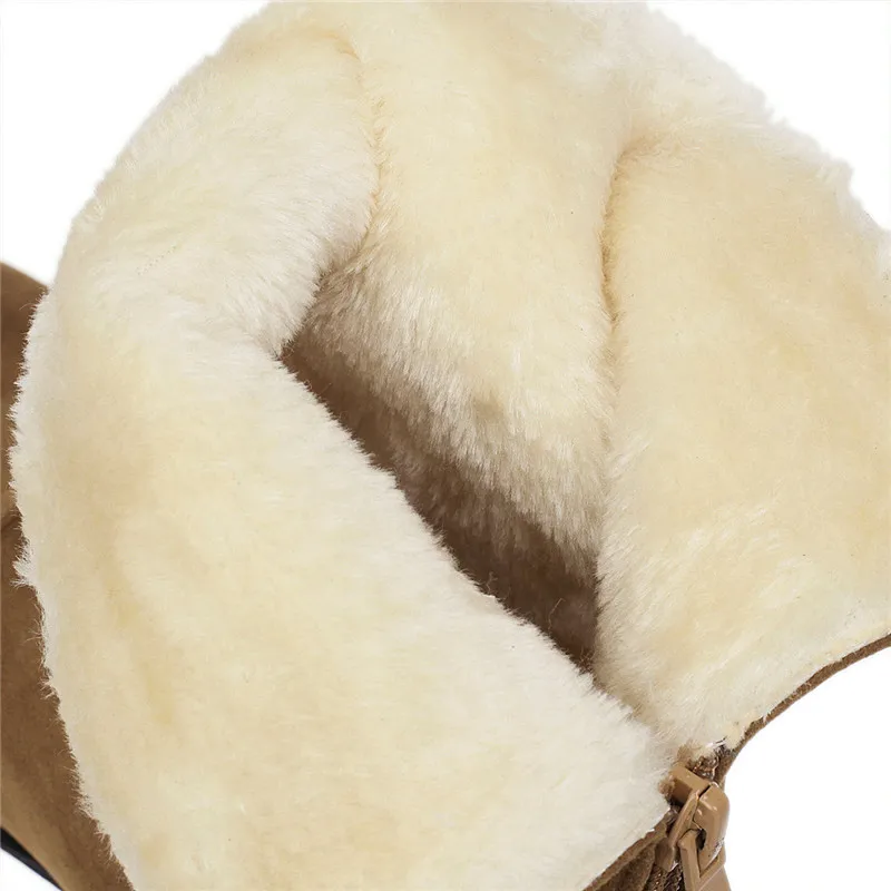 Sgesvier big size 33-46 simple casual snow boots low heel round toe zip ladies shoes solid color winter ankle boots women