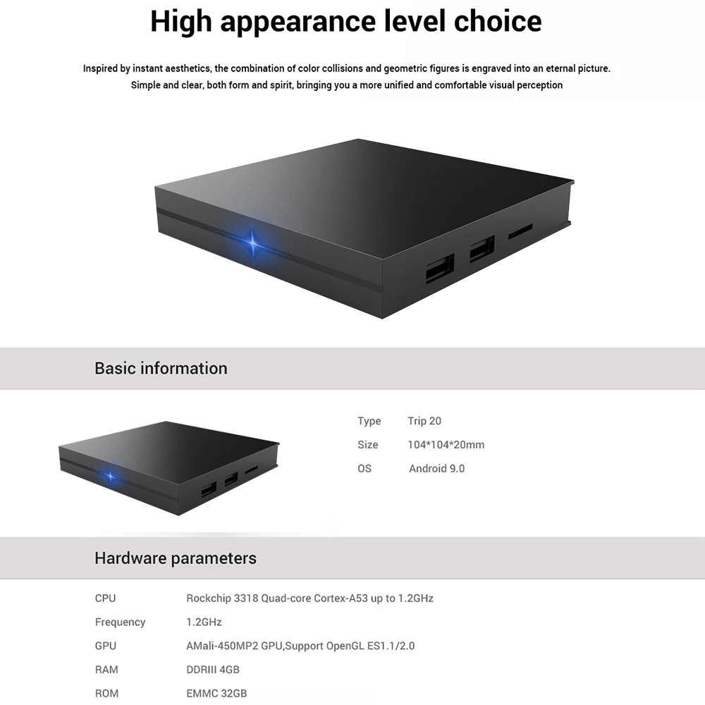 Android 9,0 ТВ приставка Trip20 RK3318 четырехъядерный 4GB32GB Смарт ТВ приставка UHD 4K мультимедийный плеер VP9 2,4G WiFi Bluetooth 4,0 приставка
