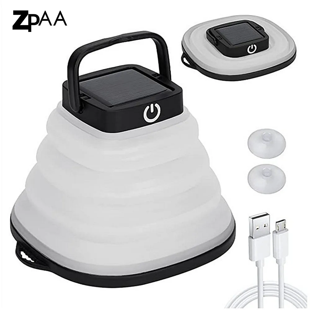 

Solar LED Tent Light Rechargeable Lantern Portable Emergency Night Market Light Outdoor Collapsible Camping Lamp Fishing Light