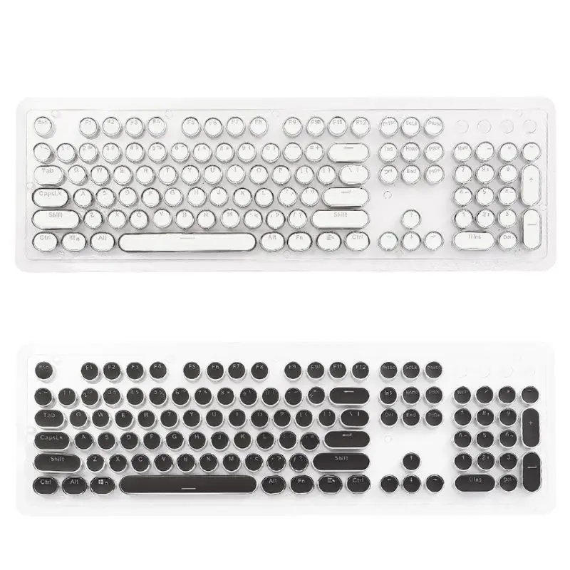 

104 Keys Retro Round Keycaps Double Shot DIY Steam Punk Steampunk Typewriter Keycaps for Backlit Classy Player Stylized