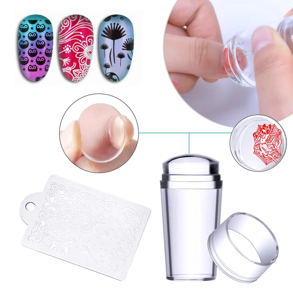 10Pcs Nail Stamping Plates Polish Stencils For Nails 1Pc Rose Red Template Case Clear Scraper Stamper 5