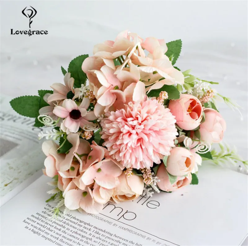Bud-pink 1 букет из искусственного шелка, розовые цветы пиона, свадебное украшение, Осенний Букет Флорес, сделай сам, домашний декор для отеля, искусственный цветок для свадьбы, стол - Цвет: Bud-pink