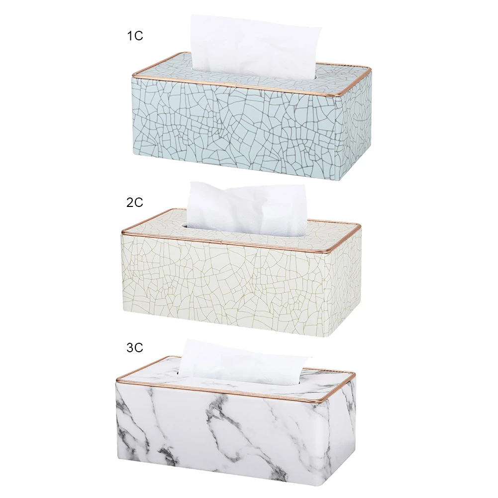 

Marble Ice Crack Pattern Leather Large Drawer Box Hotel Office Home Tissue Box Rectangular Leather Tissue Box Cover Holder