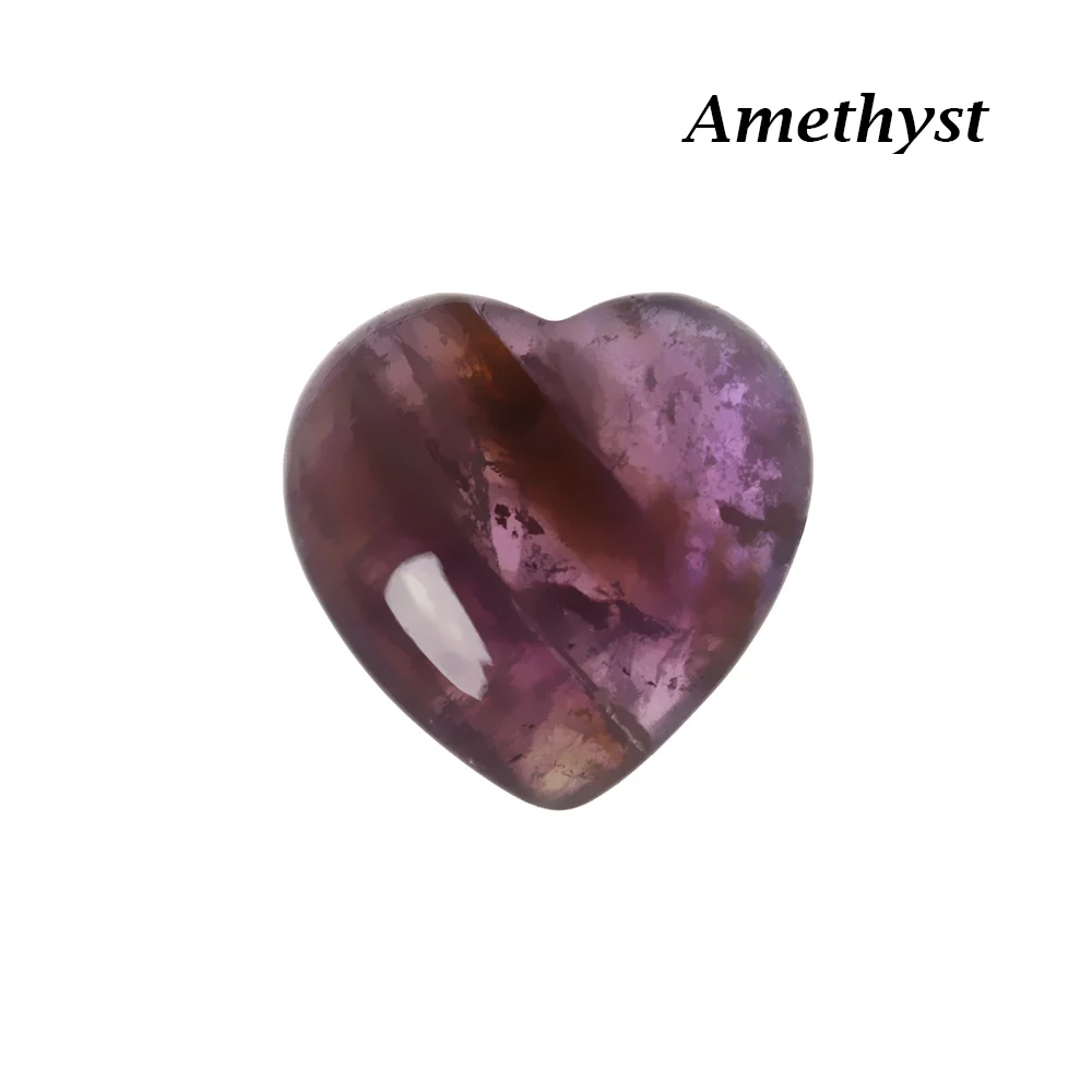 Amethyst Натуральный кварц в форме сердца Кристалл Рейки минералы чакра Целебный Камень ручной работы ювелирные изделия подвеска из драгоценных камней подарок DIY домашний декор - Цвет: Amethyst