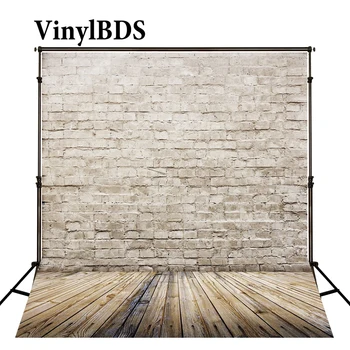 

VinylBDS Newborn Baby Backgrounds Fotografia White Brick Wall Fundo Fotografico Madeira Wood Floor Backdrops For Photo Studio