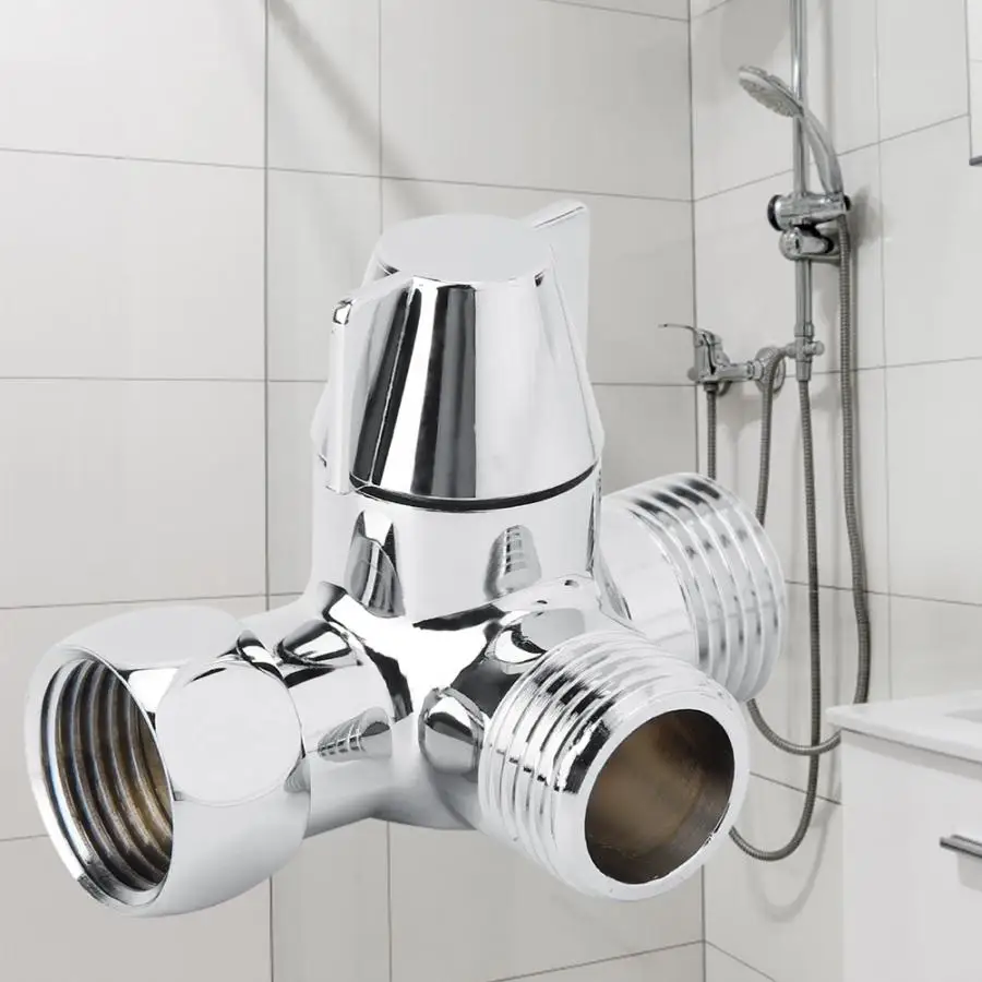 1x T Adapter Shower Diverter Valve Shower 3-Way Bathroom Toilet Bath Bidet G1/2" 