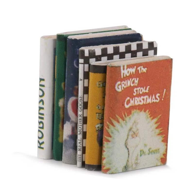 

1/12 Wooden Doll house Miniature Books 6 pcs colorful